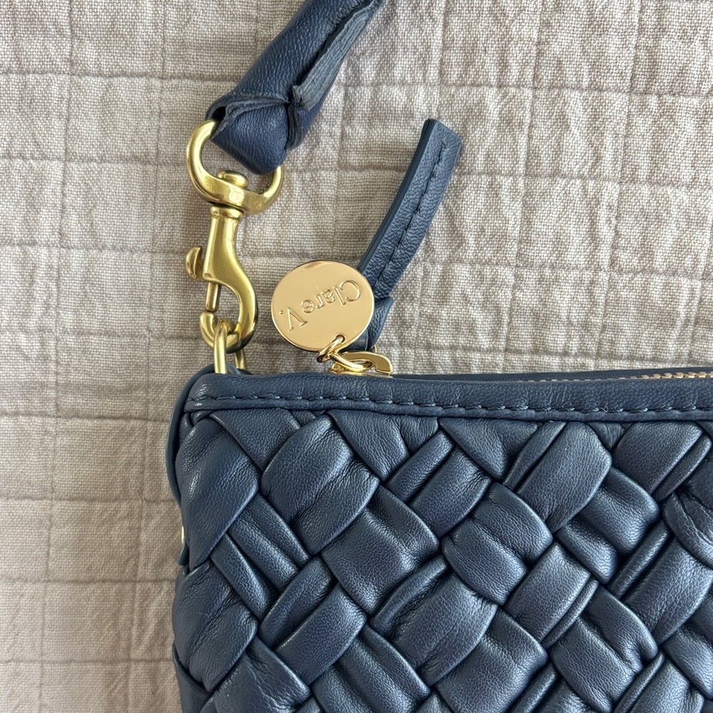 Clare V Petit Moyen Messenger in Puffy Woven - Bright Navy - Picture 14 of 15